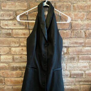 Zara, black halter mini dress, tuxedo style, with satin lapels, LBD, new